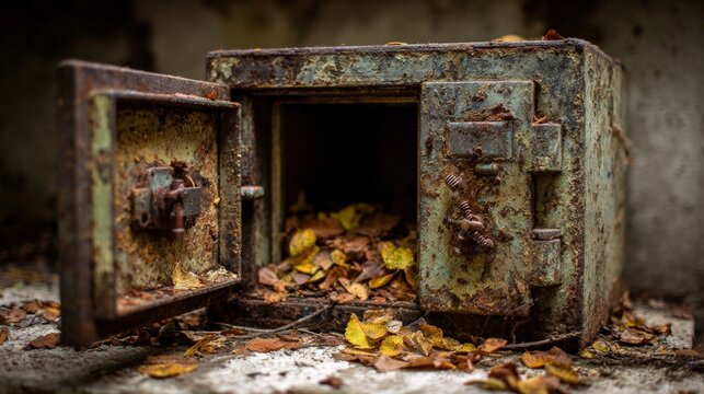 Rusty safe with open doors