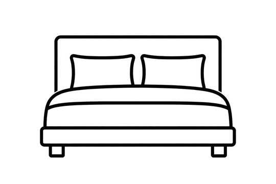 Outline double bed with pillows