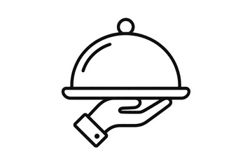 Fototapeta premium Hand holding serving cloche icon