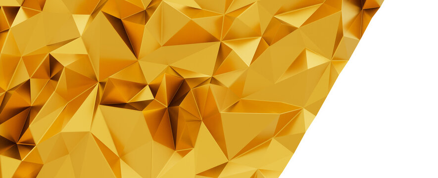 Shiny golden faceted geometric background texture with sharp edges and reflections.