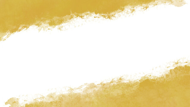 Gold watercolor brush stroke shape with torn corner. PNG overlay for artistic headers, creative frames, and modern collages.
