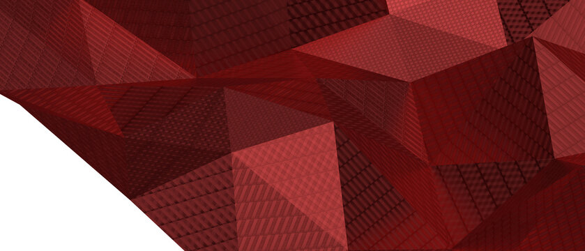 Intricate abstract red geometric shapes displaying detailed textures and patterns