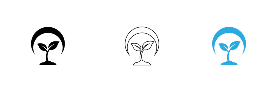 Set of three alien or plant life creature icons with different styles
