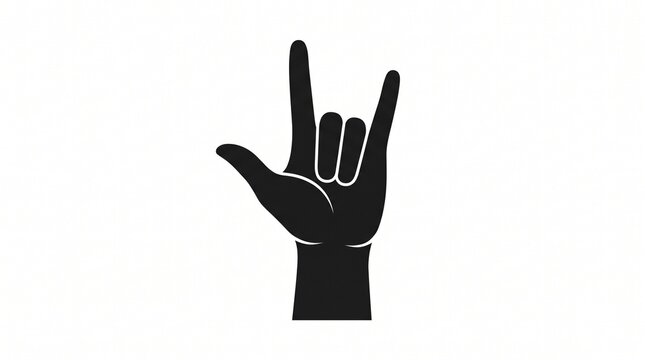 Rock hand sign gesture icon, vectors of rock and roll horns symbol, punk metal sign, heavy music logo, hand gesture illustration, black silhouette graphic design element