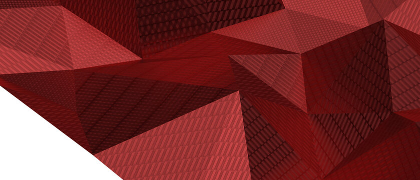 Abstract geometric texture with dark red gradient shading and layered patterns.
