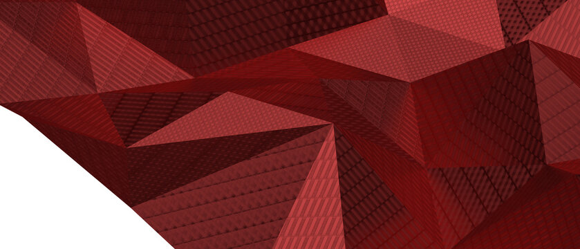 Geometric abstract background featuring sharp angular shapes in deep red.