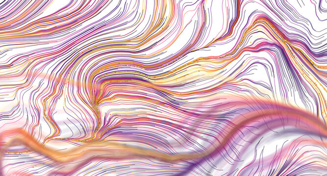 Abstract background featuring flowing lines in purple and orange, suggesting movement and energy.