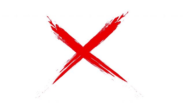 4k Animated hand drawn red cross painted on white background &ndash;  Concept of prohibition.