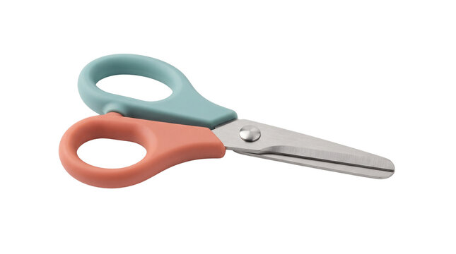 Safety scissors for school crafts, children's education, classroom activities and back to school retail campaigns. Isolated on White background.