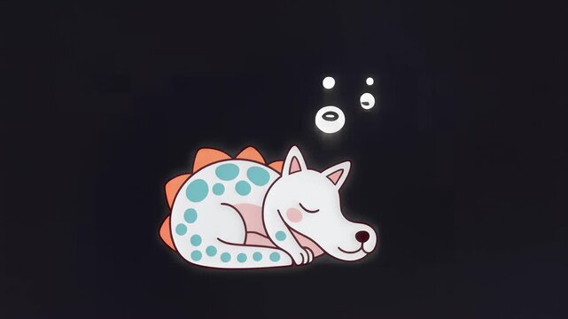 Cute Sleeping Dinosaur Cartoon Sticker Character