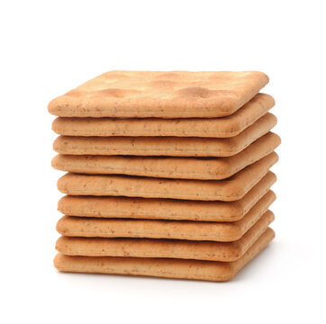 Stack of square wholegrain crackers