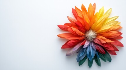Obraz premium Rainbow Paper Flower on White Background