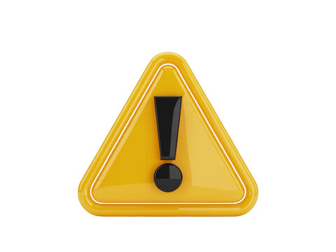 A glossy yellow triangular warning sign with a bold black exclamation mark centered inside