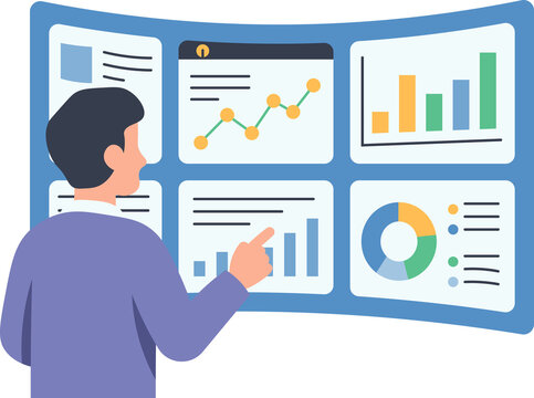businessman data analytics dashboard vector shape