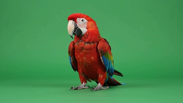 Parrot Rhythmic Head Bobbing on Green Screen Background