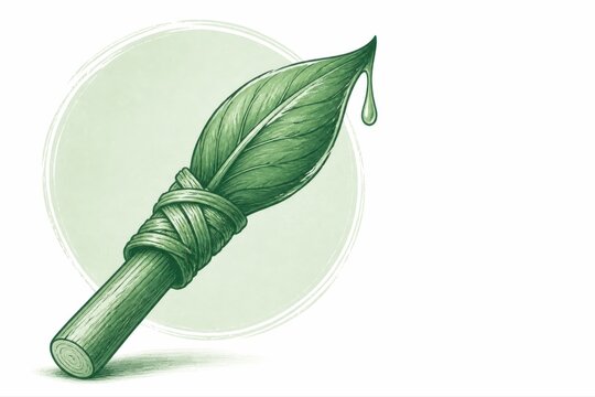 Leaf Brush Illustration for Eco Beauty and Natural Care