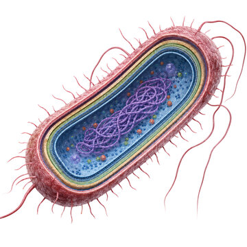 Cross section anatomy of bacterial cell and p flagella with cell wall membrane inside transparent png isolated on transparent background png element