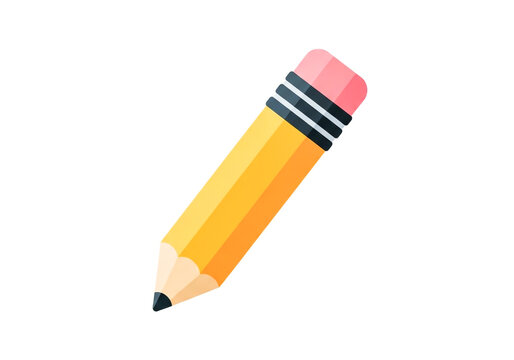 Yellow wooden pencil icon with eraser