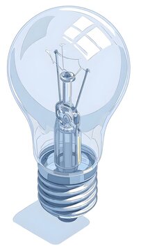 clear transparent light bulb with metal filament and screw base isolated on white background