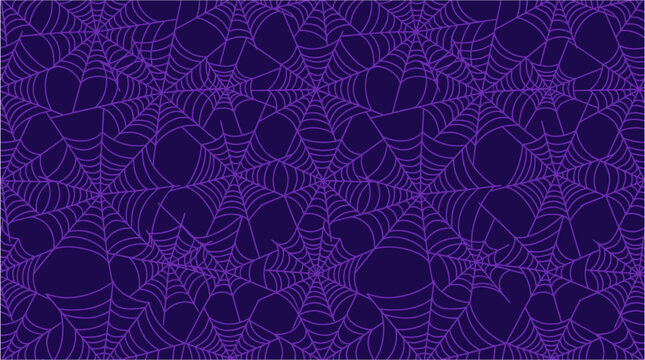 A captivating halloween background featuring intricate purple spiderwebs against a dark navy backdrop perfect for spooky season designs and festive celebrations