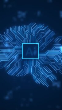 Futuristic AI brain tech logo reveal animation