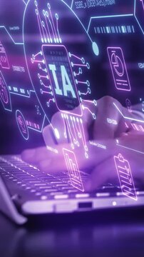 Futuristic AI technology circuit board animating