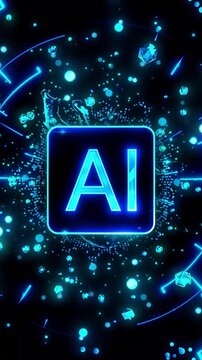 Futuristic AI technology digital network data flow