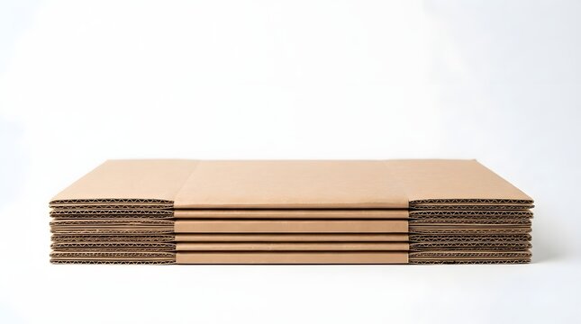 Stack of cardboard sheets on white background
