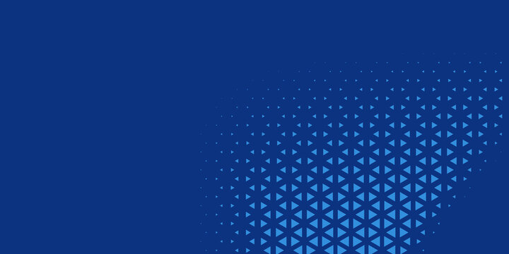 Blue geometric triangle halftone vector background with smooth gradient effects and abstract polygon composition, ideal for corporate banners, websites, innovation, science, and creative design.