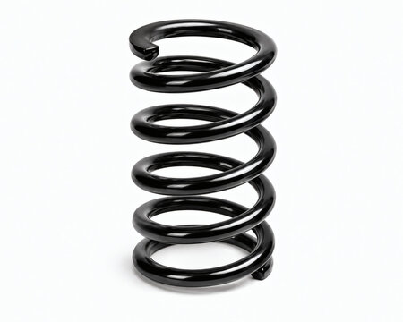 Automotive Coil Spring Isolated on White Background, Suspension System Replacement Component for Car Repair and Vehicle Maintenance