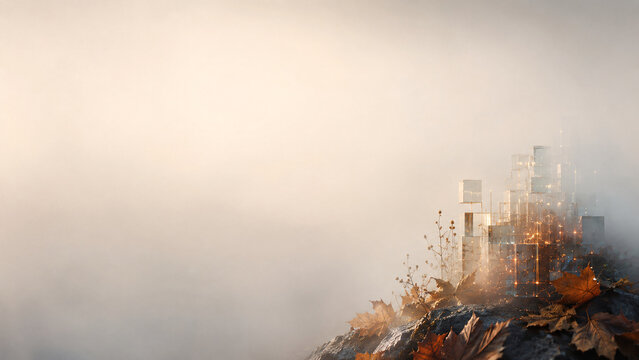 Fog Computing Infrastructure with Distributed Edge Network and Invisible Digital Architecture in Autumn Mist