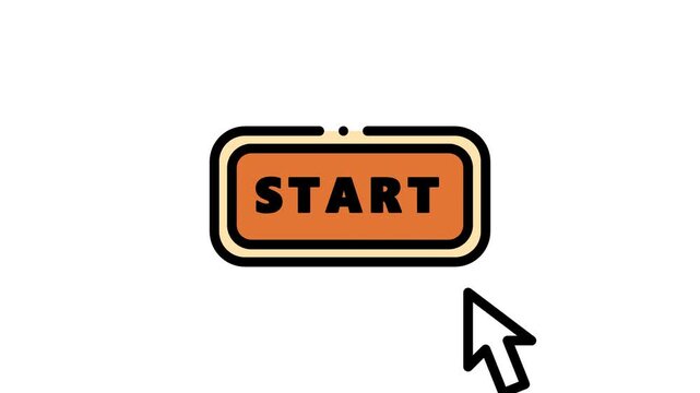 Start Button UI Click Animation - Flat Cartoon Interface Icon, 4K Motion Graphics