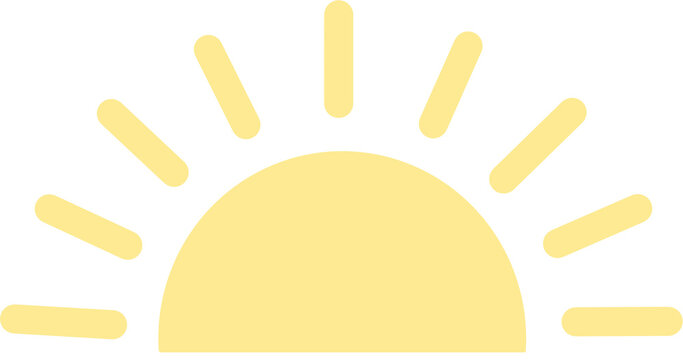 Sunrise half sun icon vector illustration, morning dawn concept