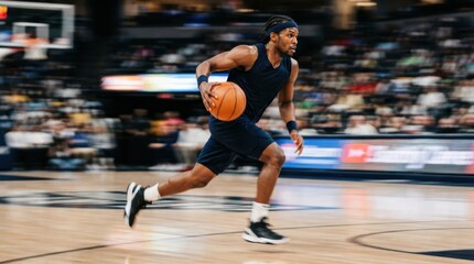 Fototapeta premium Professional basketball player dribbling during a game
