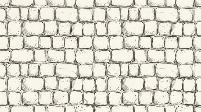 Seamless pattern of hand drawn stone wall texture