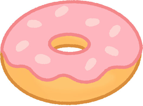 Sweet pink frosted donut vector illustration, bakery dessert concept