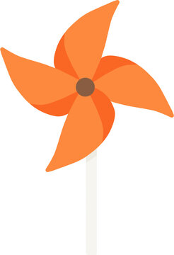 Orange pinwheel toy vector illustration, outdoor play concept