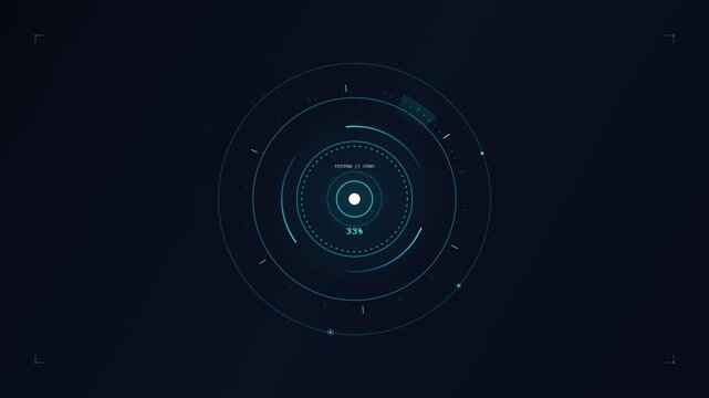 Futuristic Sci Fi HUD Circle Interface Rotating and Loading Data
