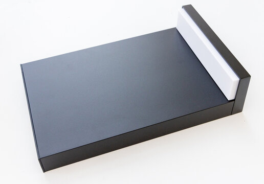Sleek Black and White Modern Rectangular Object on White Background
