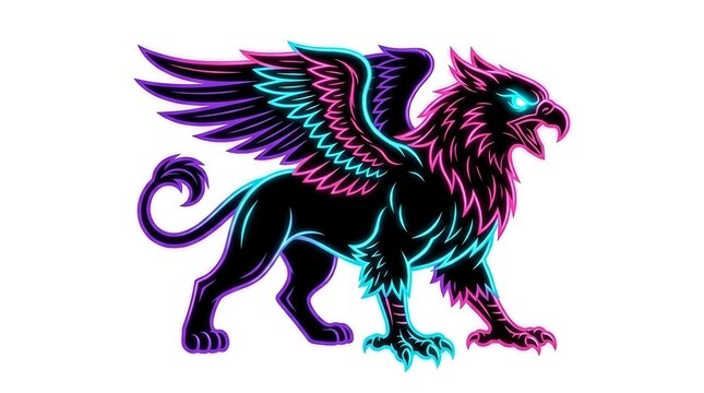 Futuristic mythical beast griffin vector-style art for eSports and gaming logos