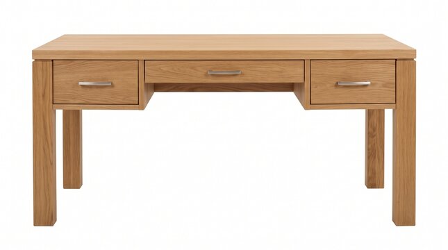 Wooden Computer Desk with Drawers Isolated on White Background &ndash; Modern Home Office Furniture