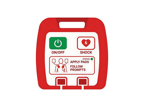 AED defibrillator icon flat vector illustration isolated on white background
