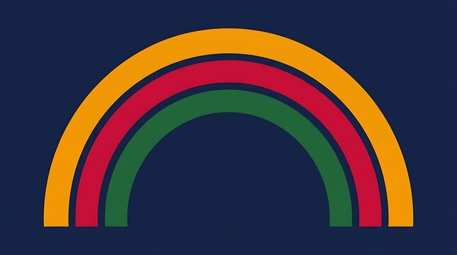 Minimalist graphic illustration of a colorful rainbow featuring pan african flag colors for black history month celebrations
