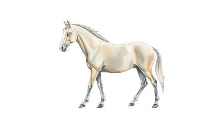 Fototapeta premium Beautiful illustration of a white horse walking
