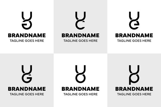 Letters UA UC UE UG UO UP Infinity Logo Set, for AU CU EU GU OU PU Initials