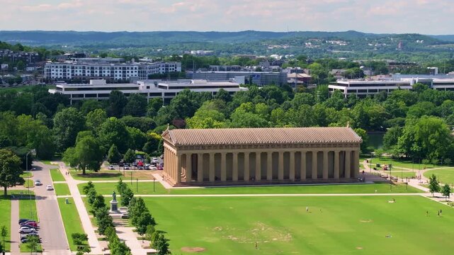 The Parthenon in Centennial Park, Nashville, Tennessee. Full-scale replica of the ancient Greek temple and one of the city most iconic landmarks.