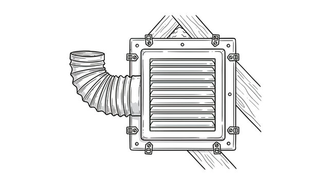 Ventilation vent with flexible pipe on wooden structure