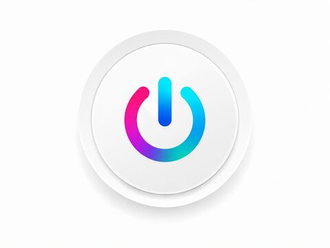 Modern power button icon with gradient colors in circular frame
