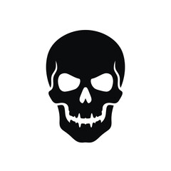 Fototapeta premium Black human skull icon, flat vector illustration of a death head symbol for design.