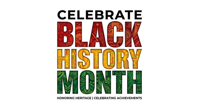 Colorful typography poster design to celebrate black history month with bold lettering and vibrant pan african colors
